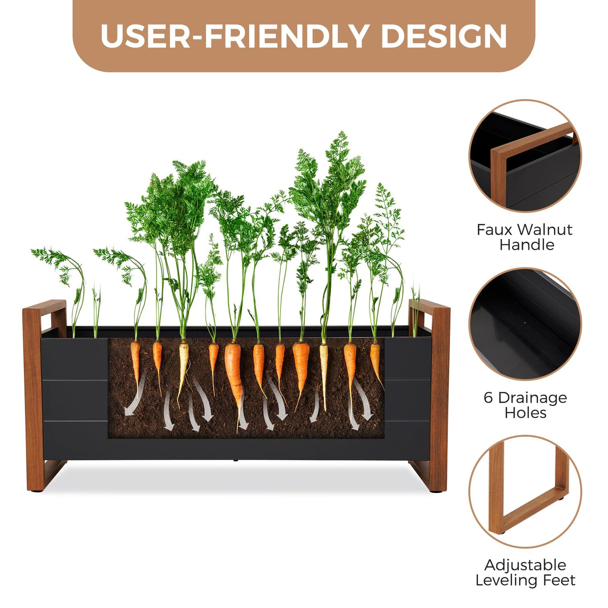 Grand patio Raised Bed for Garden, Raised Planter with Metall, Weather-Resistant, Easy to Assemble, Raised Planter Bed with Drainage Holes for