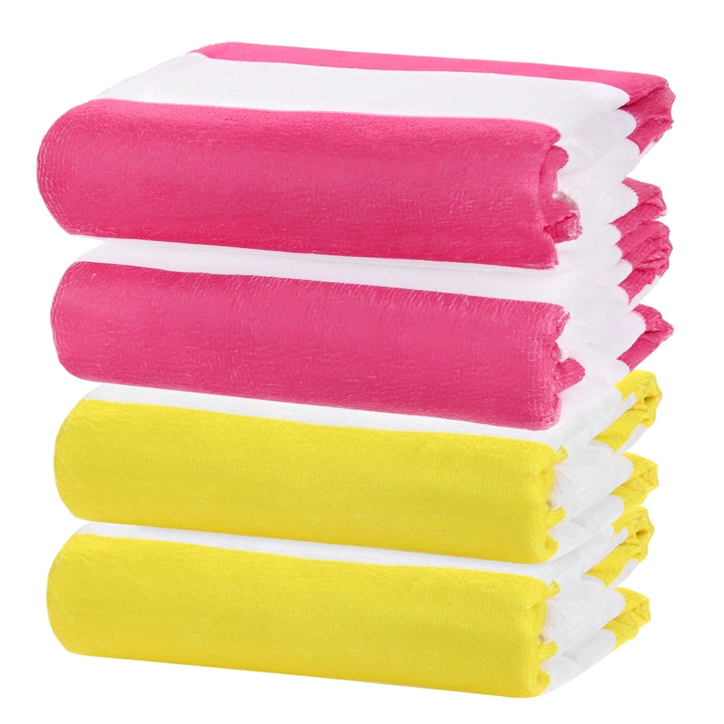 M METERXITY 1-Set Large Stripe Beach Towels 30x60in Rose Red/Yellow