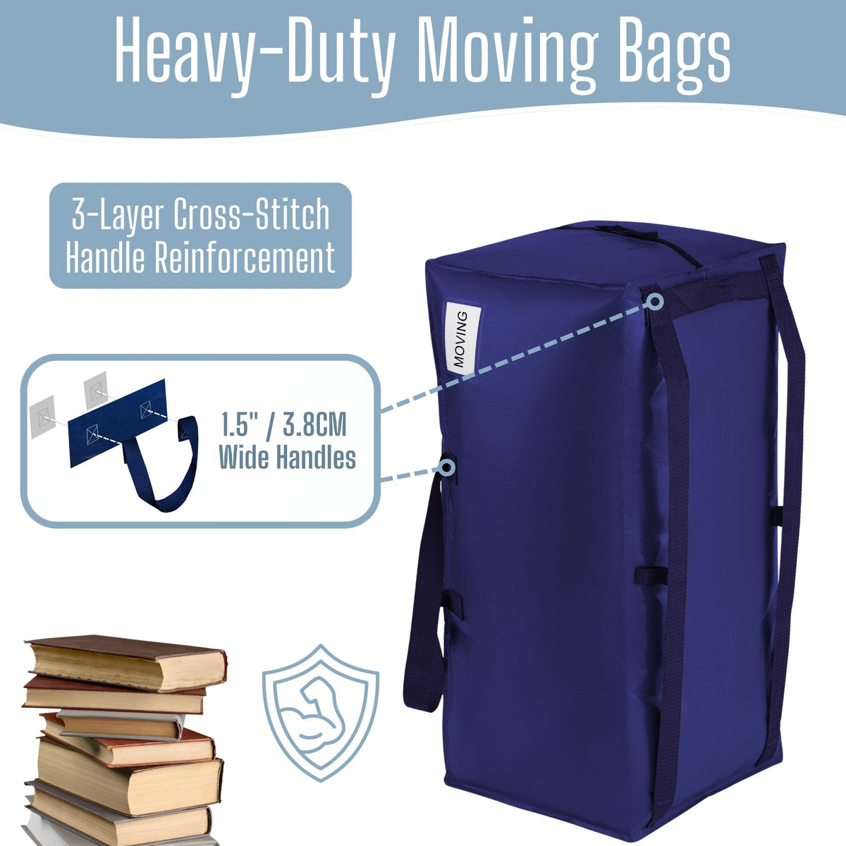 VENO 6 Pack Moving Bags Heavy-Duty Extra Large W/Backpack Straps, Moving House Essentials, Strong Handles & Zips, Clothes Storage, Packing