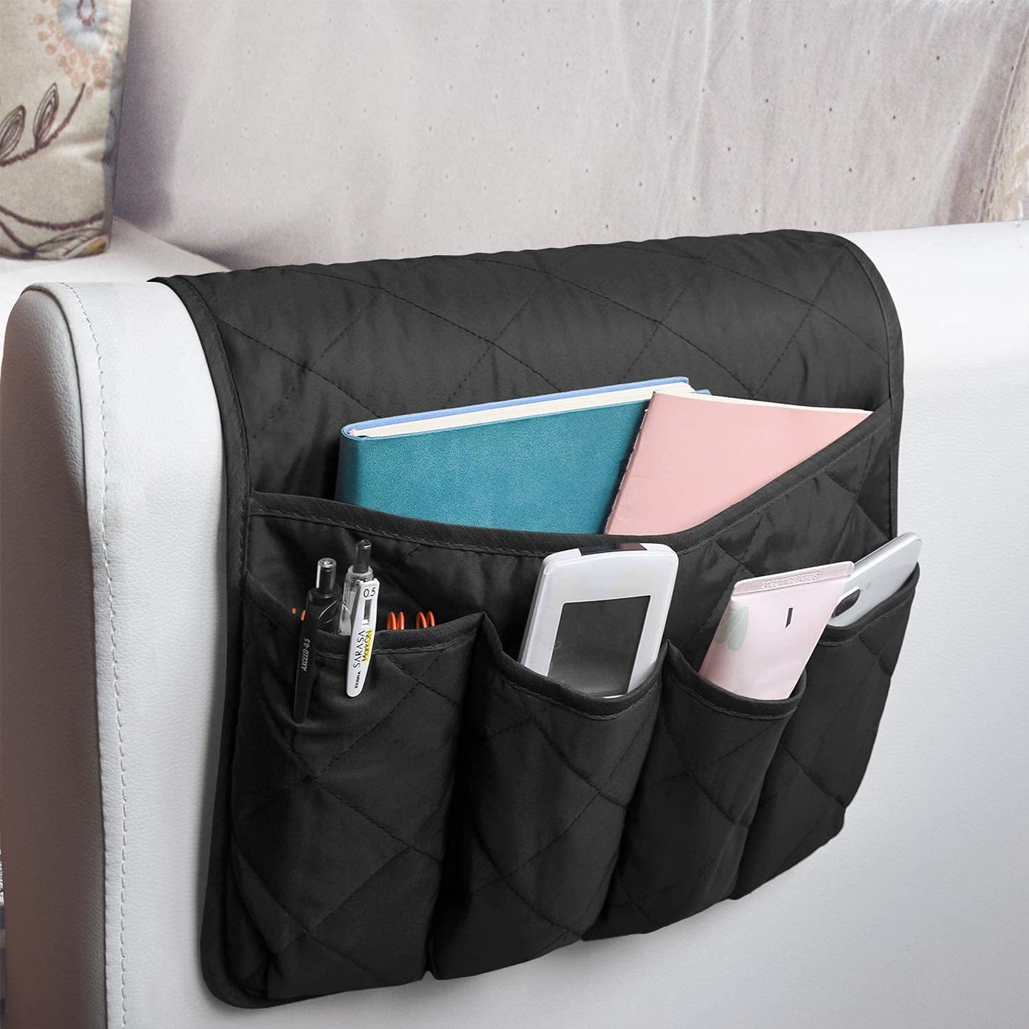 Bkrdty Armrest Storage Organizer Anti-Slip Sofa Couch Chair Armrest Organizer 90 * 33cm 5 pockets Couch Chair Organizer Holder for TV Remote Control