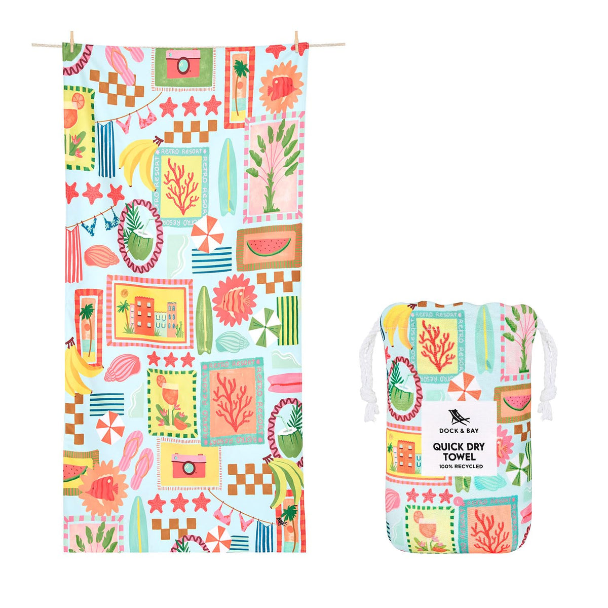 Dock & Bay Quick Dry Beach Towel - Wish You Were Here, Extra Large