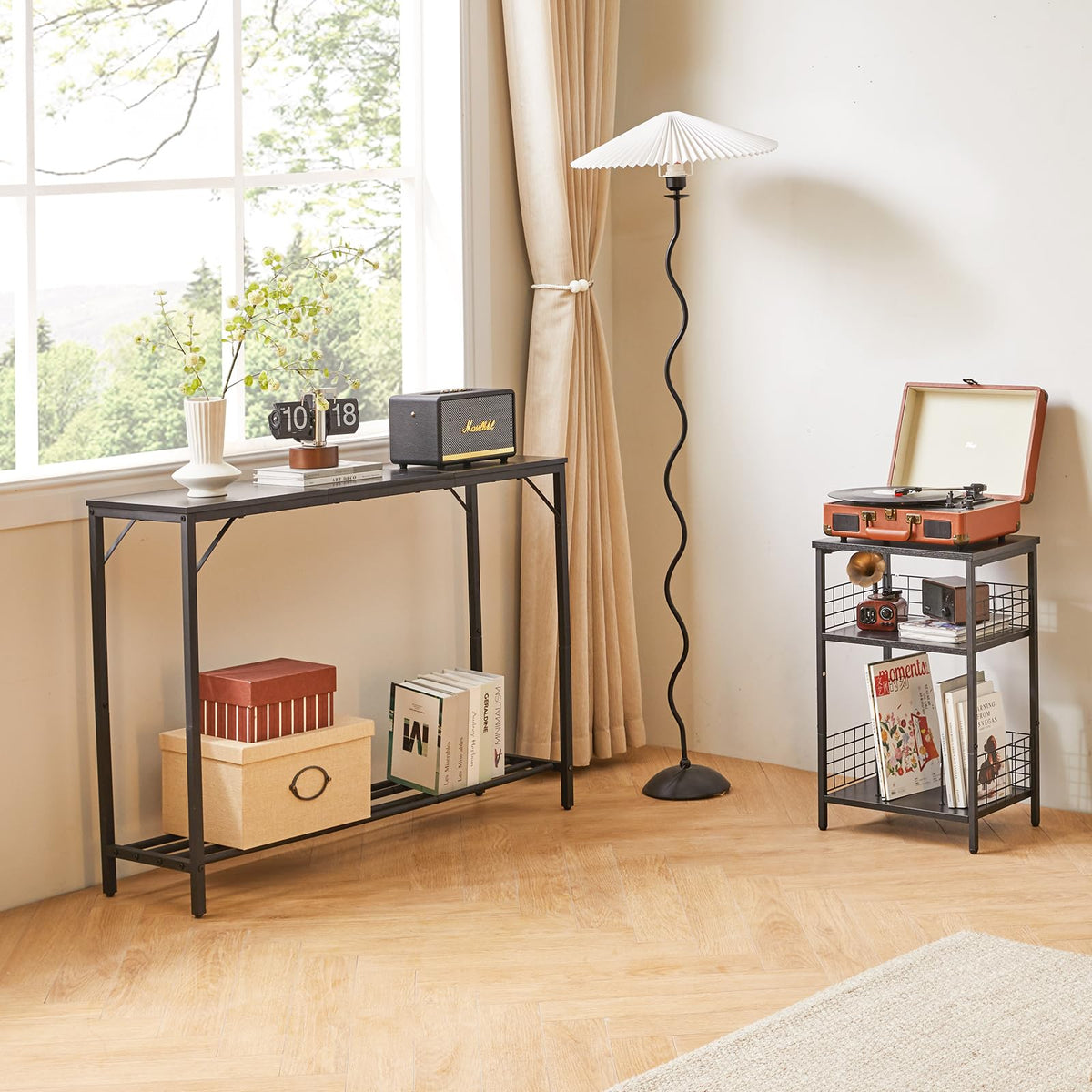 YMYNY Console Table, Slim Console Table for Hallway, Metal Frame, Compact Display Table, Sofa Table for Small Spaces, Entryway, Living Room, Sturdy,