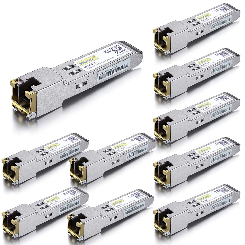 [10 Pack] 1G SFP to RJ45 Mini-Gbic Module 100-meter, 1000Base-T Copper Transceiver Compatible for Cisco GLC-T/SFP-GE-T, Meraki, Ubiquiti UniFi