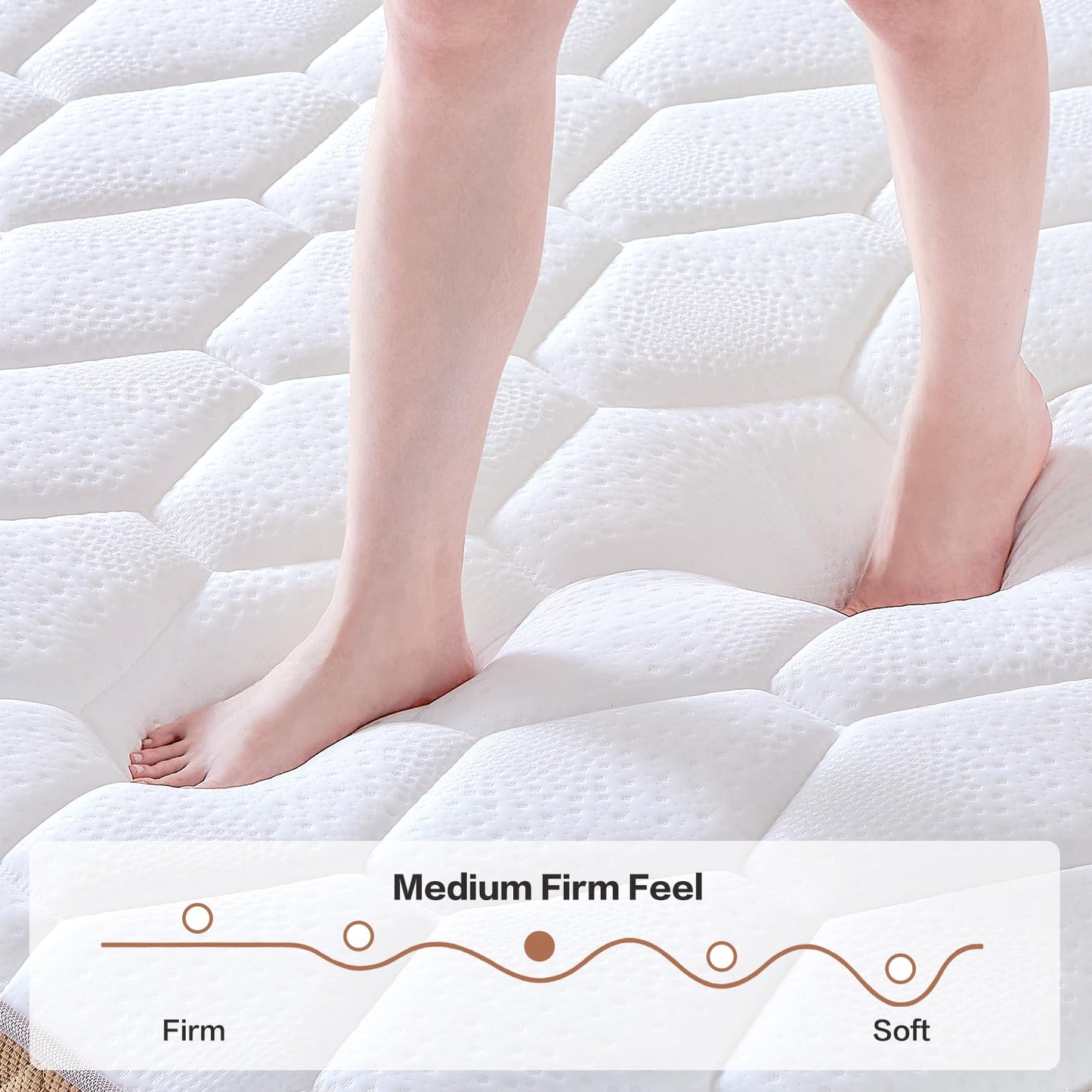 Niqooia Single Mattress 3FT, 10 inch Single Bed Mattress, Memory Foam, 7-Zone Pocket Sprung, Medium Firm Mattresses, Soft Fabric, Motion Isolated