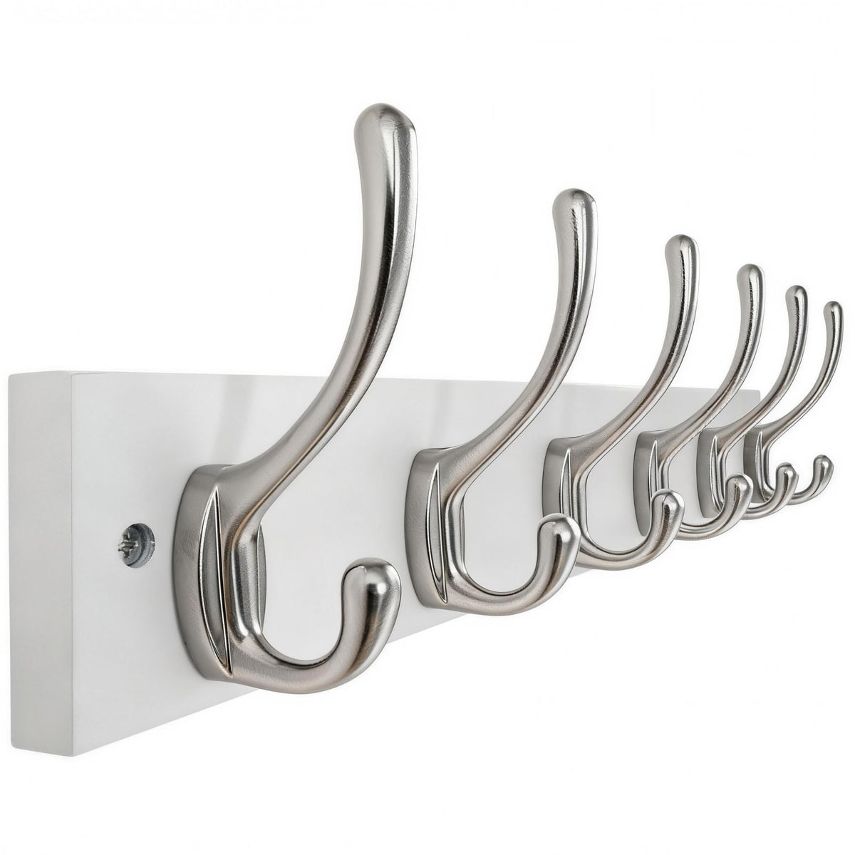 HONSKY Wall Coat Rack - 6 Double Hooks (44cm) | Wooden & Metal Towel/Coat Hanger for Entryway, Bathroom, Bedroom, Garage | Easy Install
