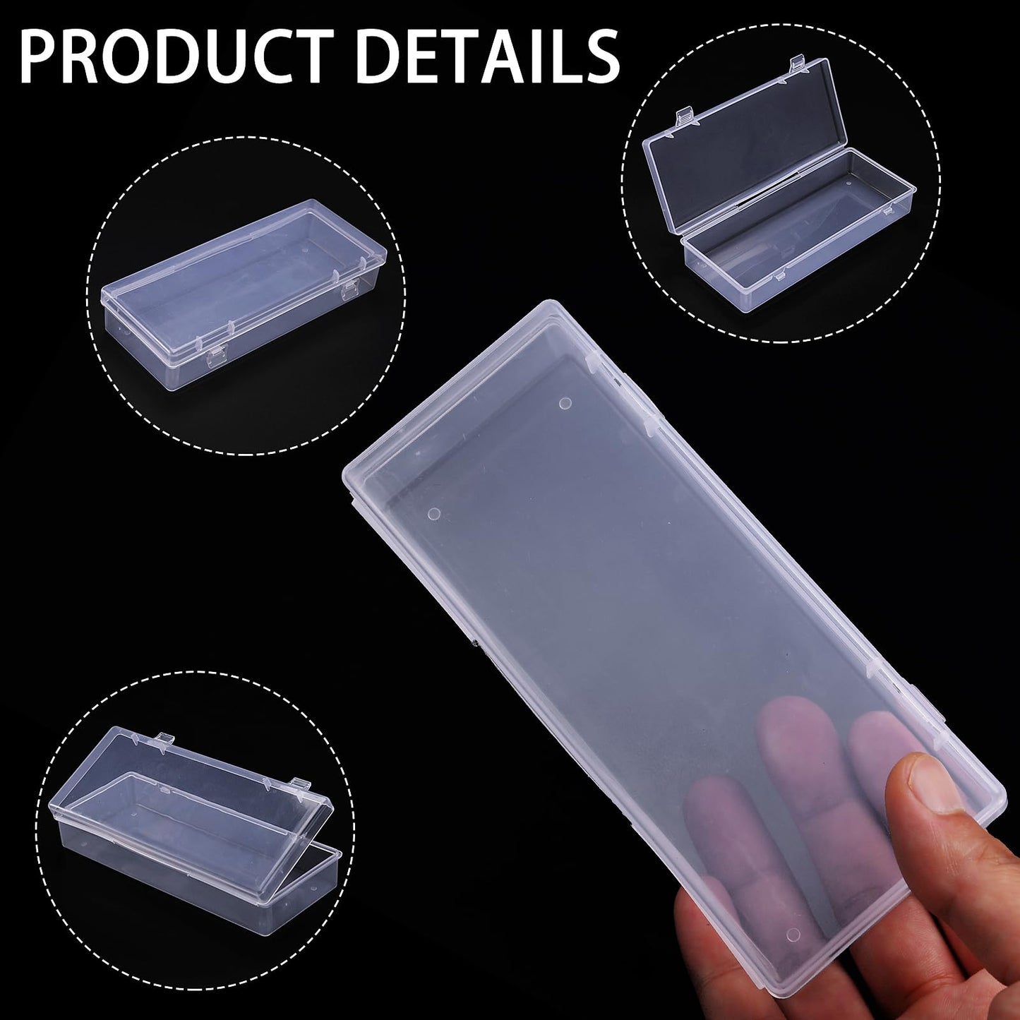 COMNICO Storage Containers, Small Plastic Mini Clear Bead Rectangle Boxes