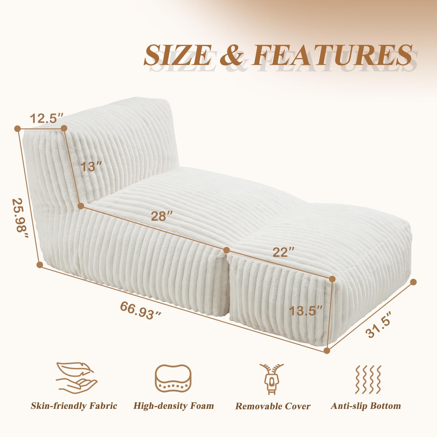 Hobestluk Adult Bean Bag Chairs with Memory Foam Lazy Sofa for Living Room