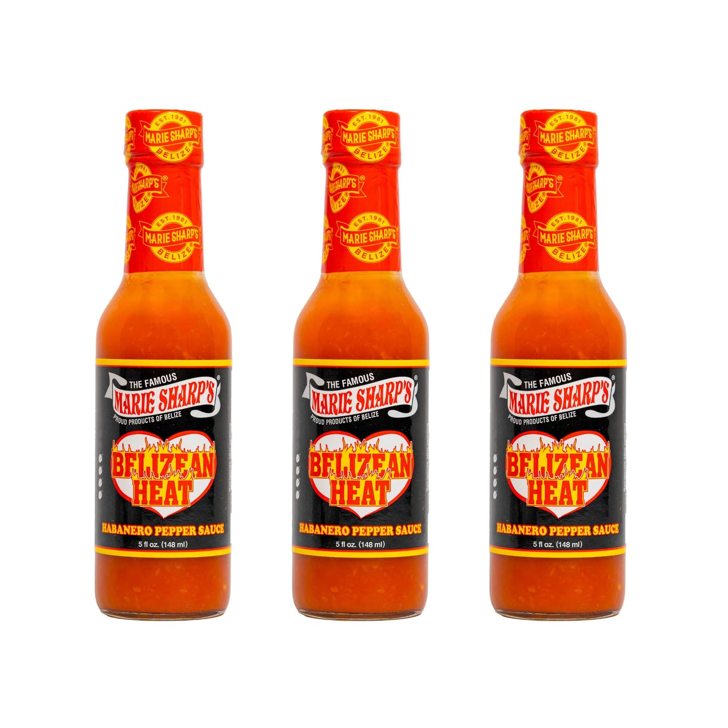 Marie Sharp's Belizean Heat Habanero Pepper Hot Sauce, Bottle, 5 fl oz (Pack of 3) by N/A