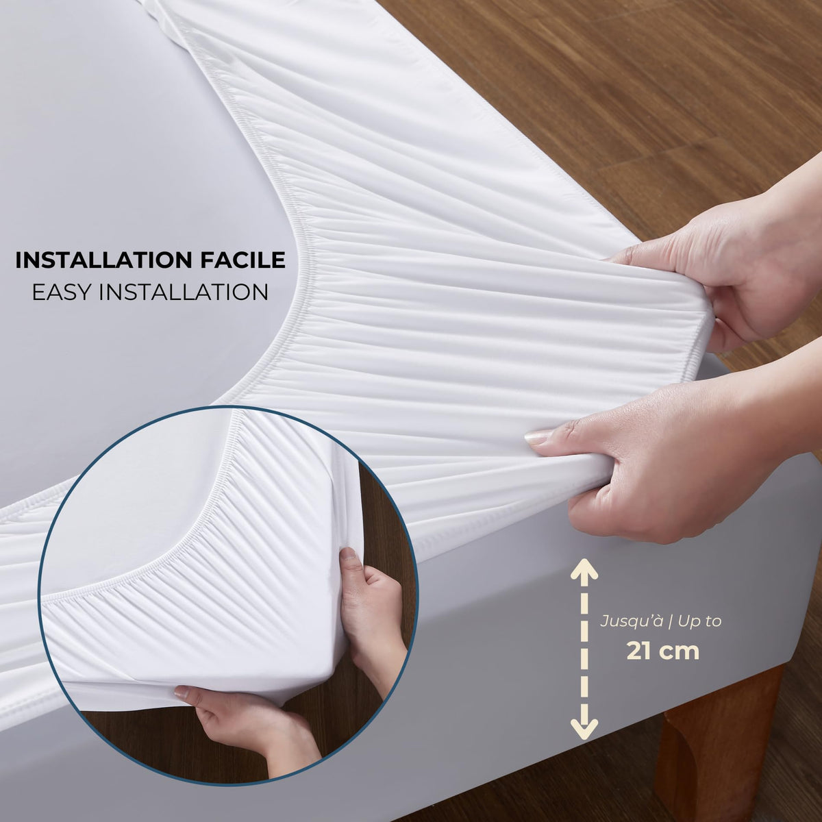 Dahlica Bed Base Cover King 160 x 200 cm White – Soft and Stretchy Fabric – Impeccable Look – Easy to Install