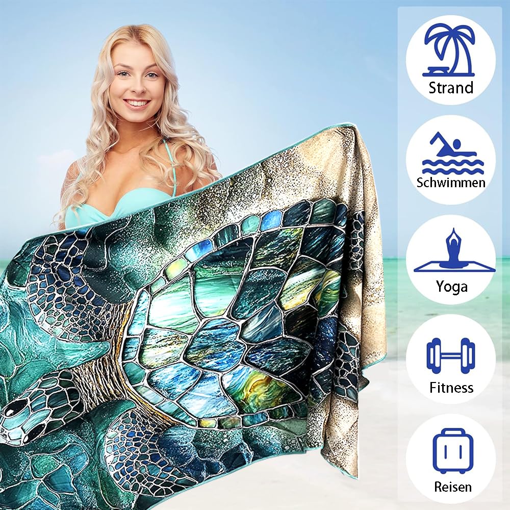 Microfibre Beach Towel 71"X32" Quick Dry Lightweight 2 Pcs Sand Free Extra Large Thin Towels Travel Essentials For Adults Womens Swim Bath