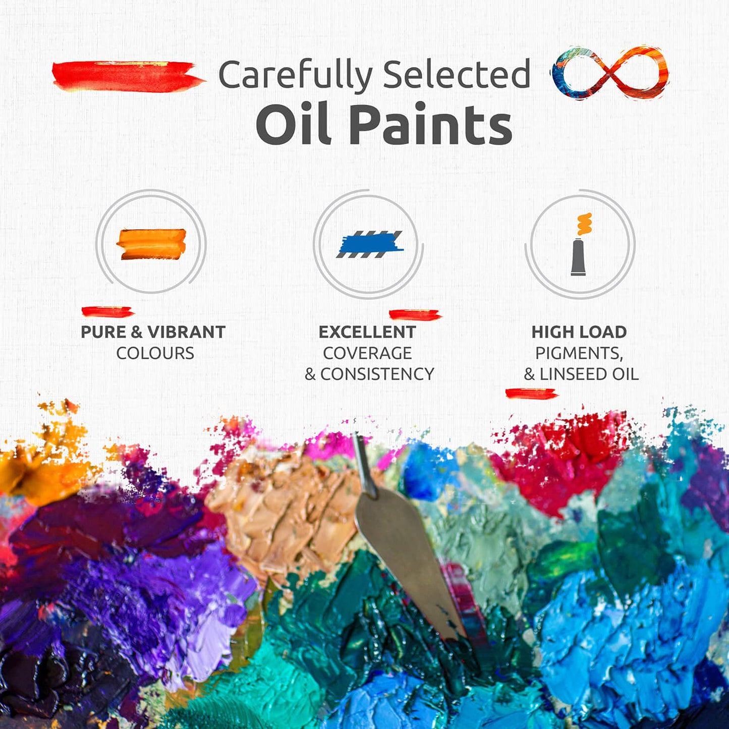 Professional Oil Paint Set for Artists - 8 x 50ml Big Tubes - Non-Toxic Artist Oil Paints. Lightfast Oil Colours with High Pigmentation, Creamy