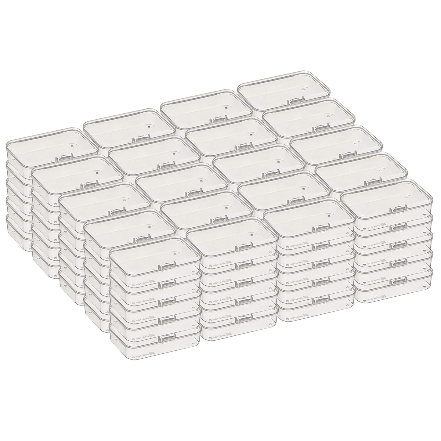 Thintinick 100 Pack Rectangular Clear Plastic Storage Containers Box with Hinged Lid for Beads and Other Small Craft Items (3.35 x 2.17 x 0.98 inch)