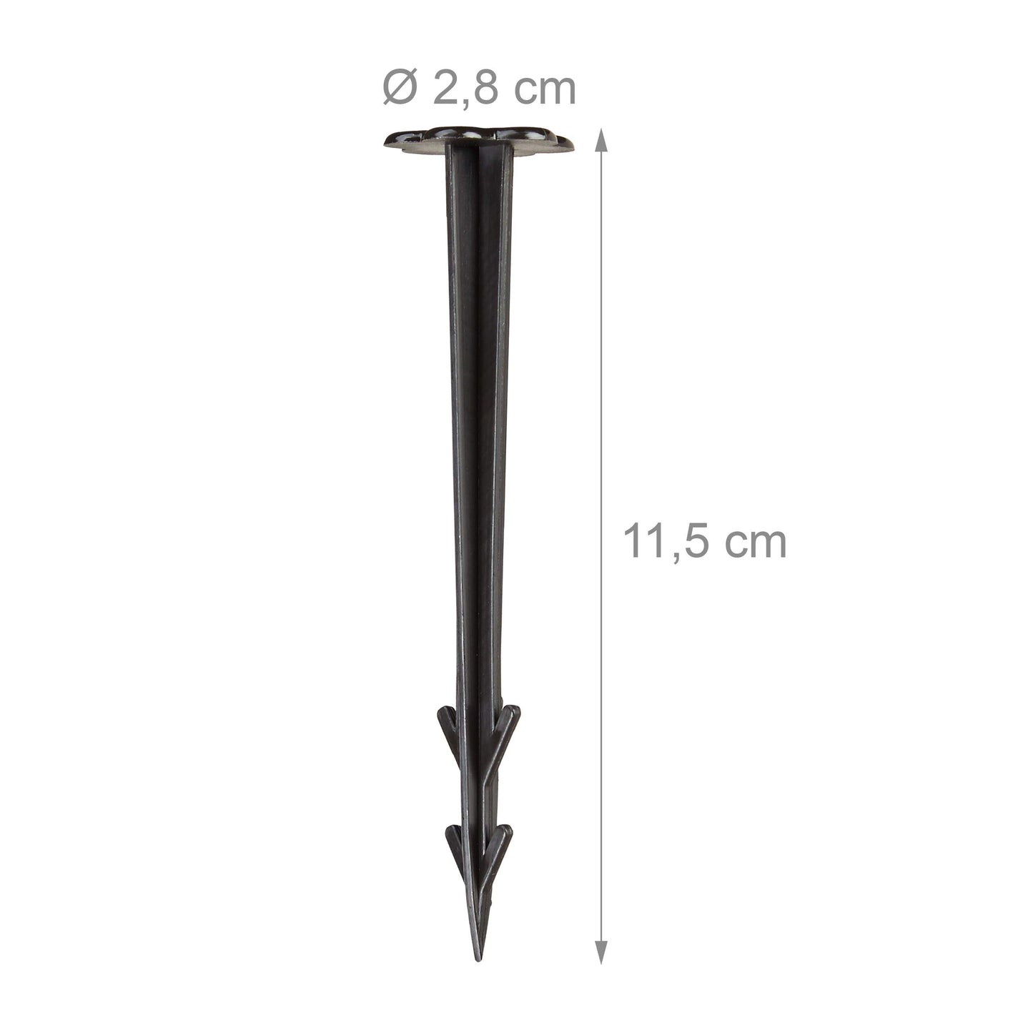 Relaxdays 11 cm Plastic Securing Pegs, Anchor Pins Set of 100, Weed Control Fabric Stakes, Black
