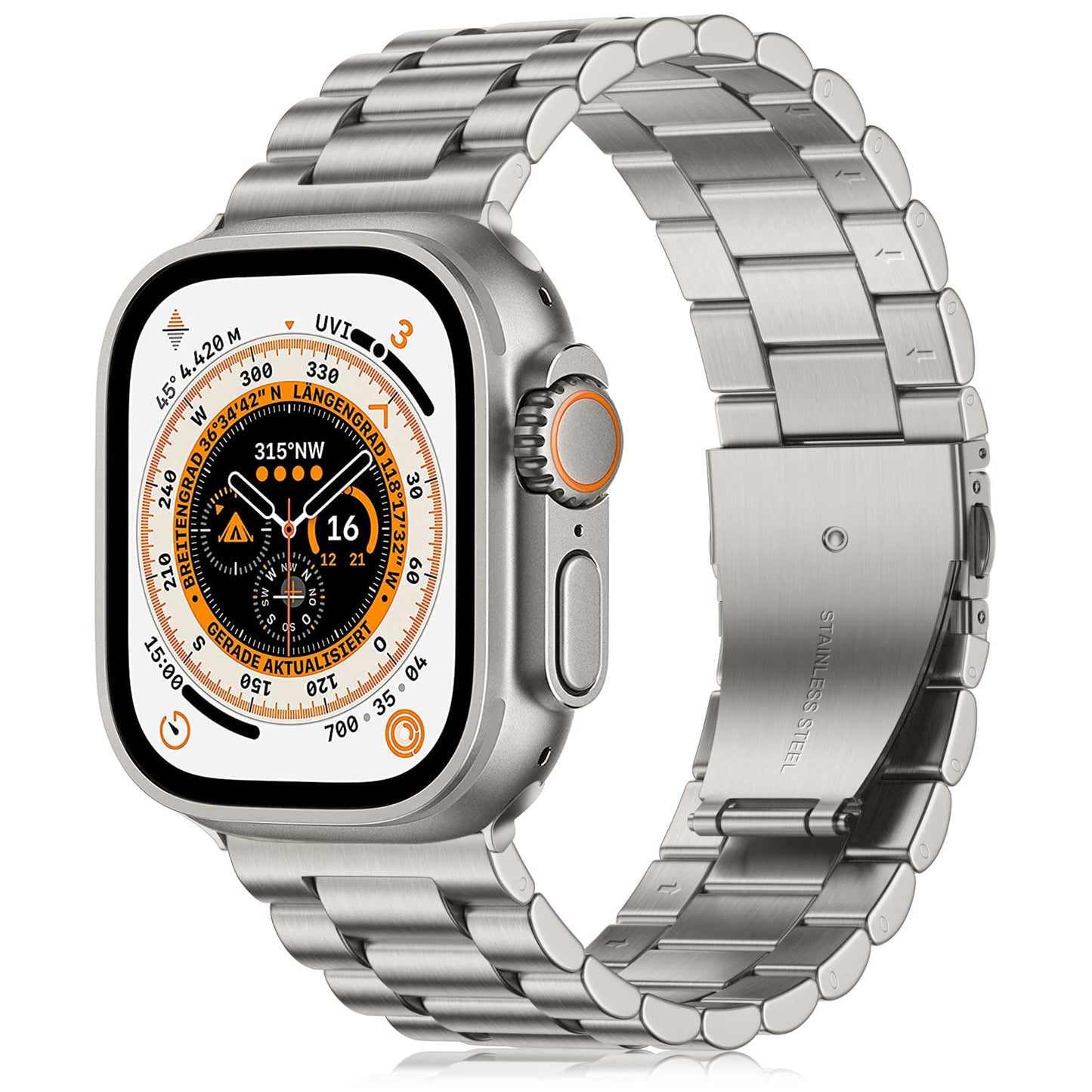 Netolo Titanium Metal Straps Compatible with Apple Watch Ultra 2 Strap 49mm, 24mm Wide and Colour-Matched Stainless Steel Replacement Band Compatible