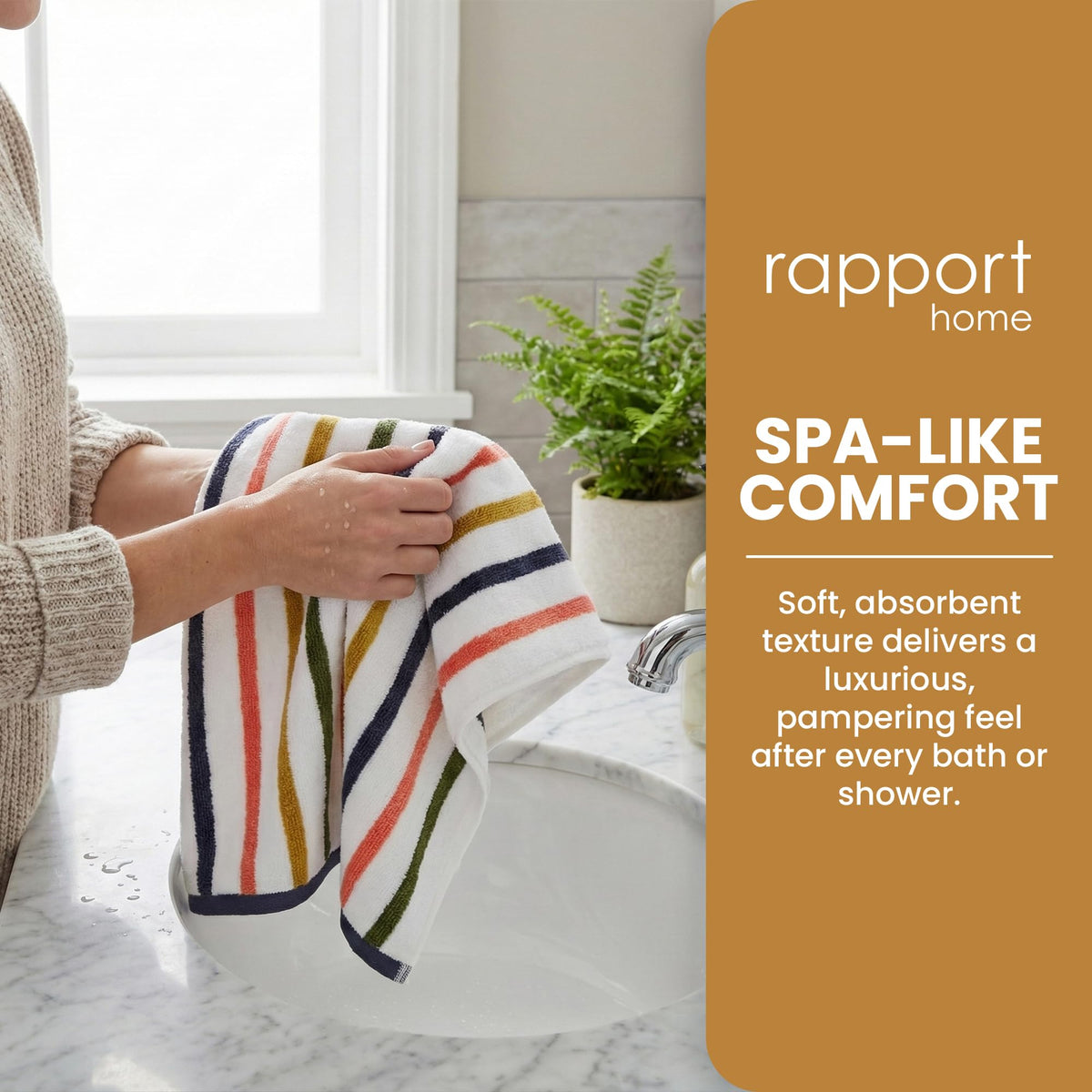 Rapport Home Amalfi Hand Towels 2 Pack | Multi | 50x85cm | Luxurious 500GSM 100% Cotton | Oeko-Tex Certified Absorbent & Soft Bathroom Towel Set