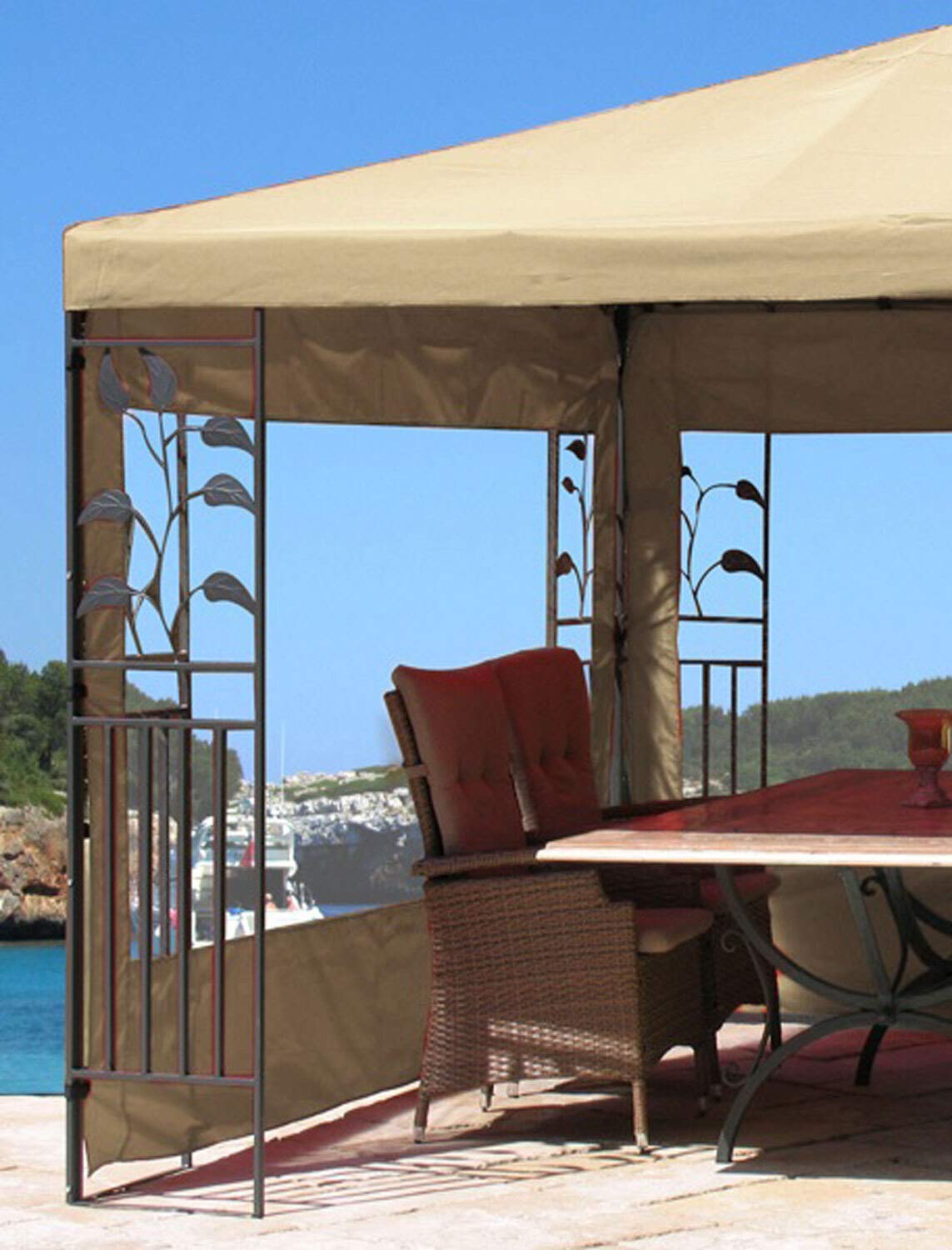 QUICK STAR 2 Side Panels with PE Window 300/400x195cm Beige for Gazebo 3x4m