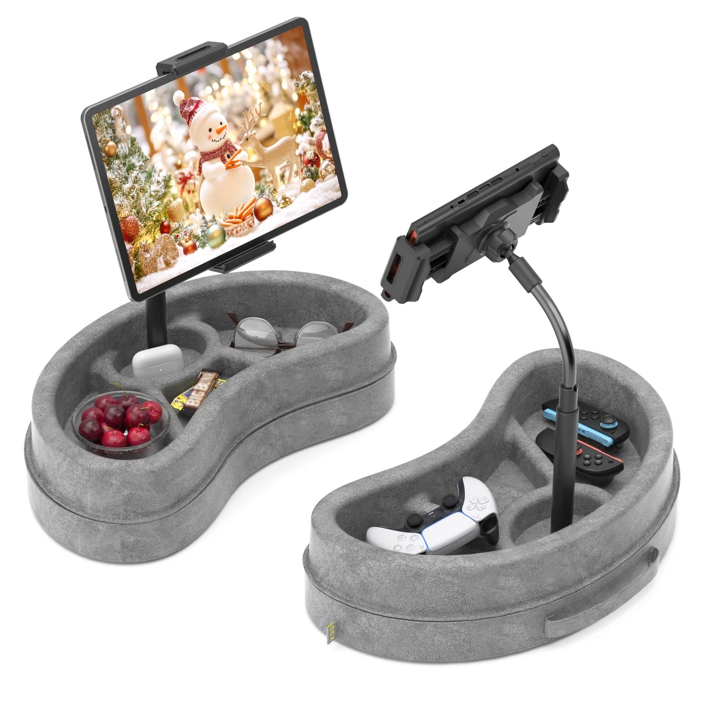 KDD Tablet Pillow Stand with Storage Tray - Adjustable iPad Holder for Lap, Bed and Desk - 360? Rotating Gooseneck Phone Stand Compatible with iPad