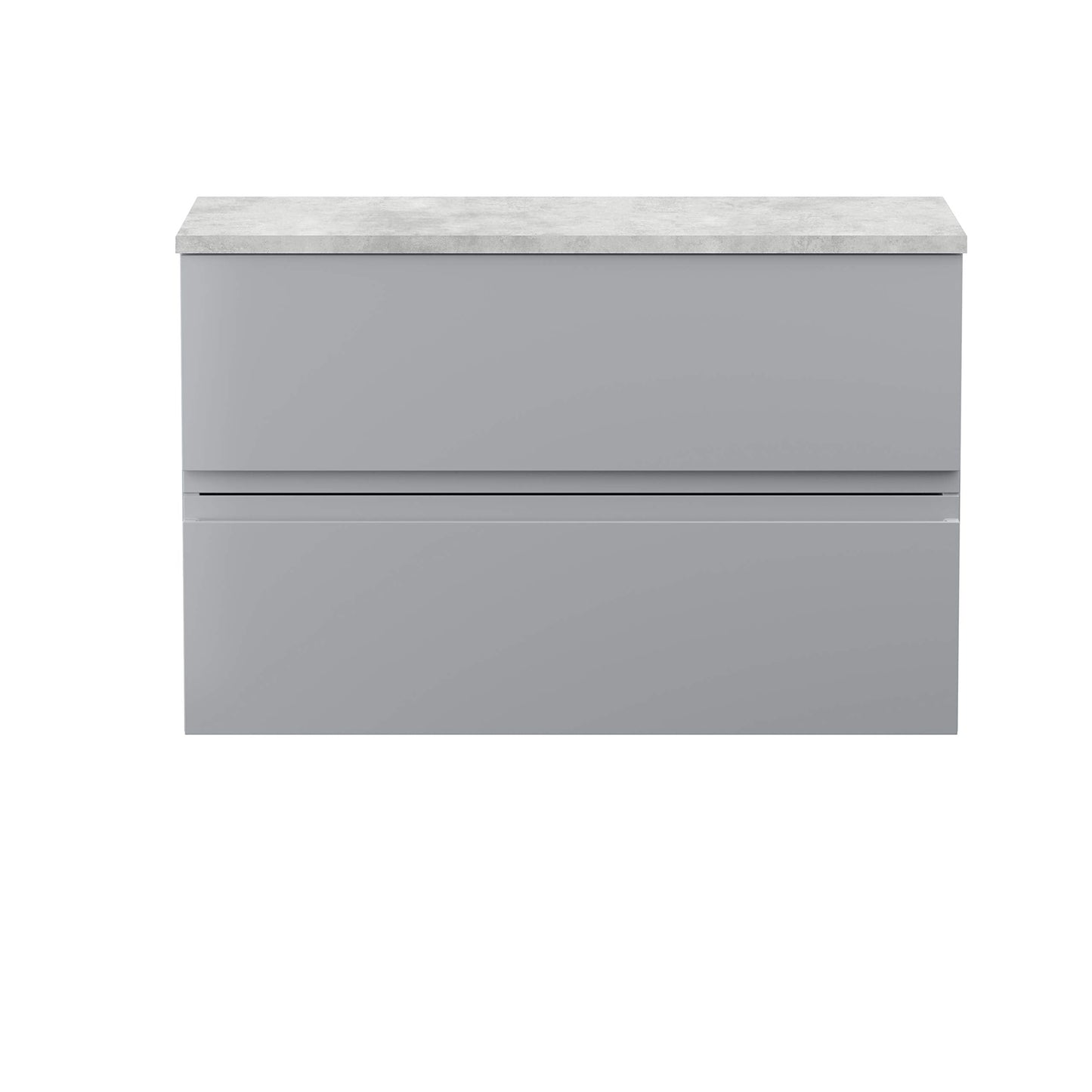 Hudson Reed URB206LBG Urban | Modern Bathroom Wall Hung Vanity Unit with 2 Soft Close Drawers Worktop, 800mm, Satin Grey