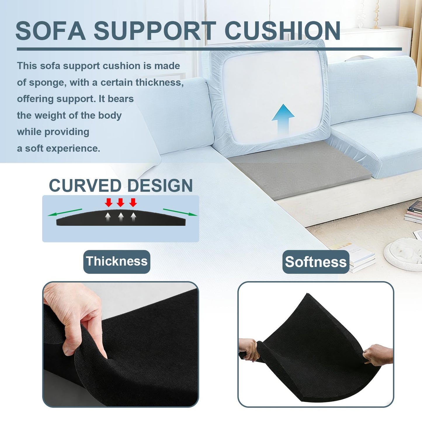 CAAGGMM Sofa Cushion Support, 2 Pack 50.5 x 50.5 cm Couch Cushion Support for Sagging Seat, Foam Sofa Supportive Boards