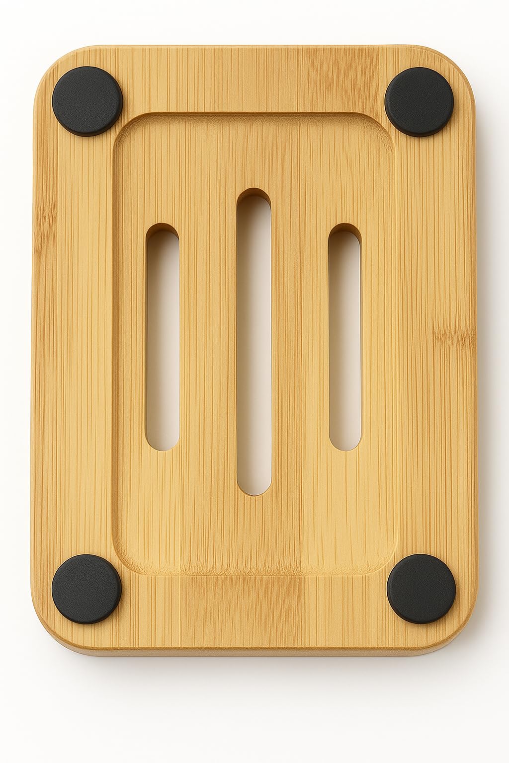 Kandid Rectangle Bamboo Soap Dish – Eco-Friendly Draining Soap Holder for Bathroom & Kitchen – Natural Bamboo Soap Tray for Sinks