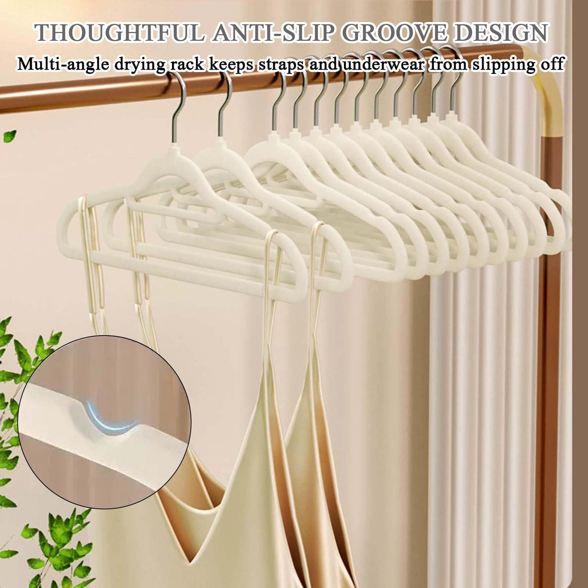Velvet Coat Hangers 10 Pack, Non-Slip Clothes Hangers with 360° Swivel Hook & Tie Bar, Durable Space-Saving Hangers for Shirts, Jackets, Trousers