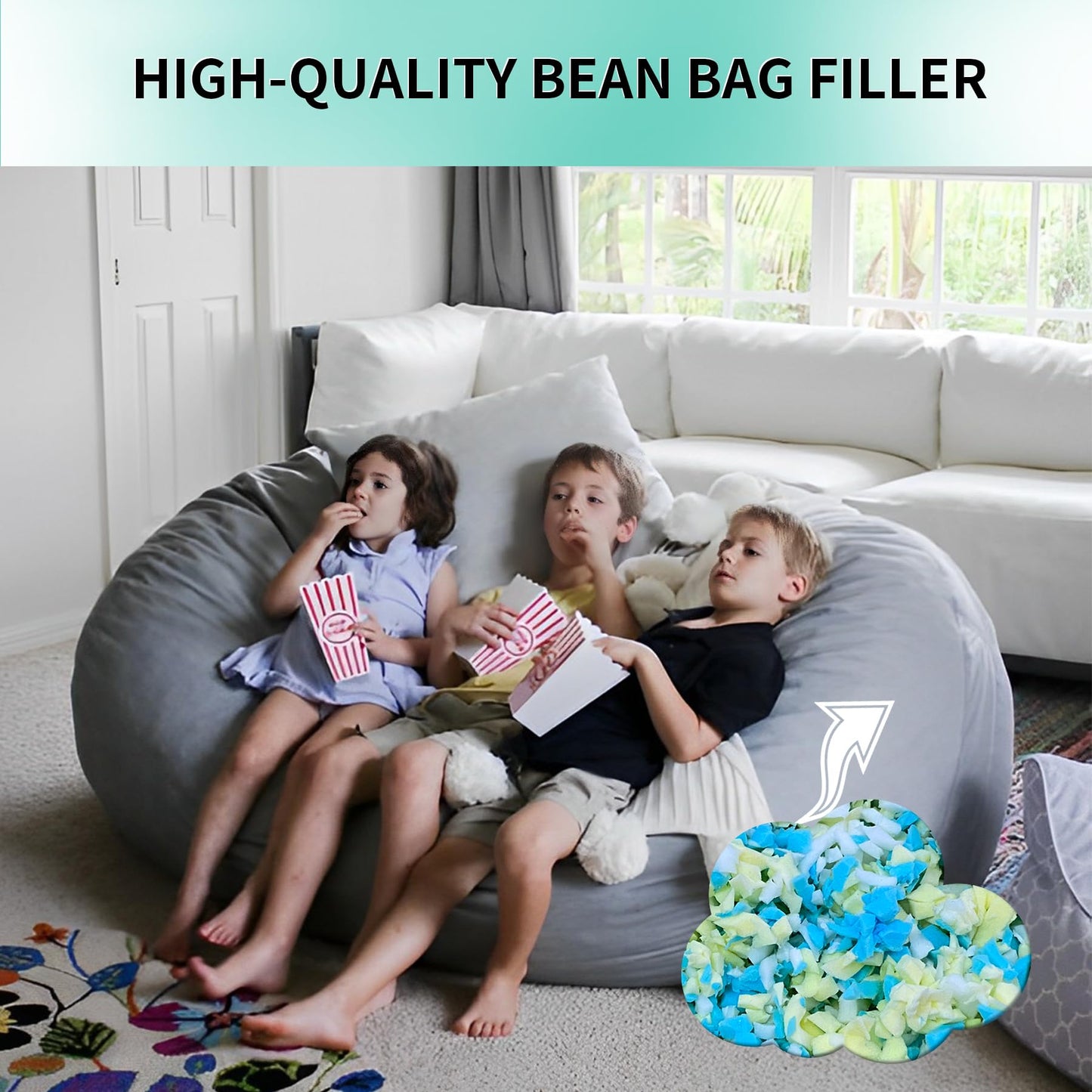HONEHO 17.6KG Shredded Memory Foam Filling Bean Bag Chair Filler