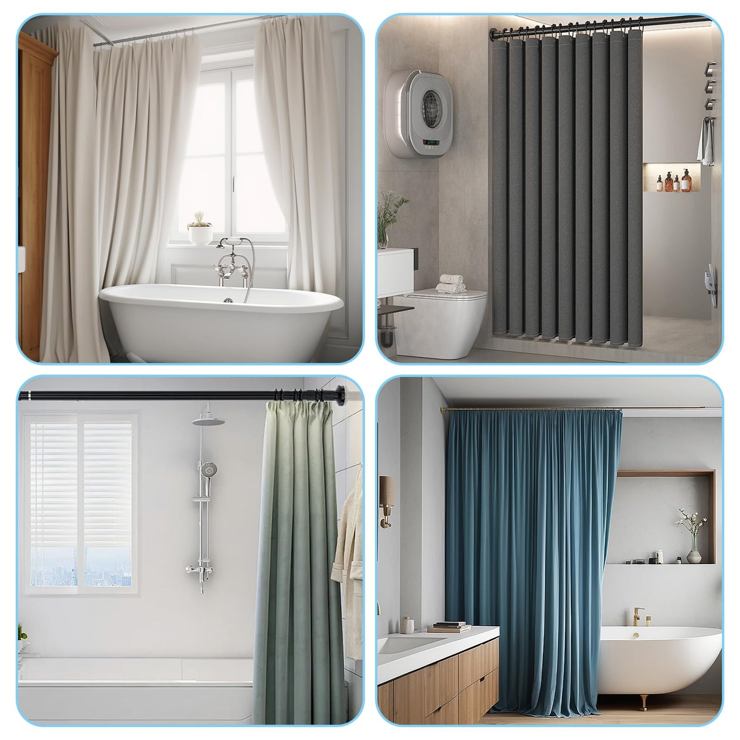 Oruola 6pcs Shower Curtain Clips,Shower Curtain Weights Clip,5.5 Cm Self Adhesive Round Showers Clip for Inside Hanging