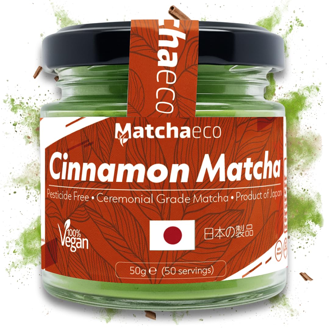 Matchaeco 50g Japanese Cinnamon "Soul" Matcha Green Tea Powder Flavoured |Authentic Stone Ground Ceremonial Grade From Japan | Pesticide-Free | Vegan