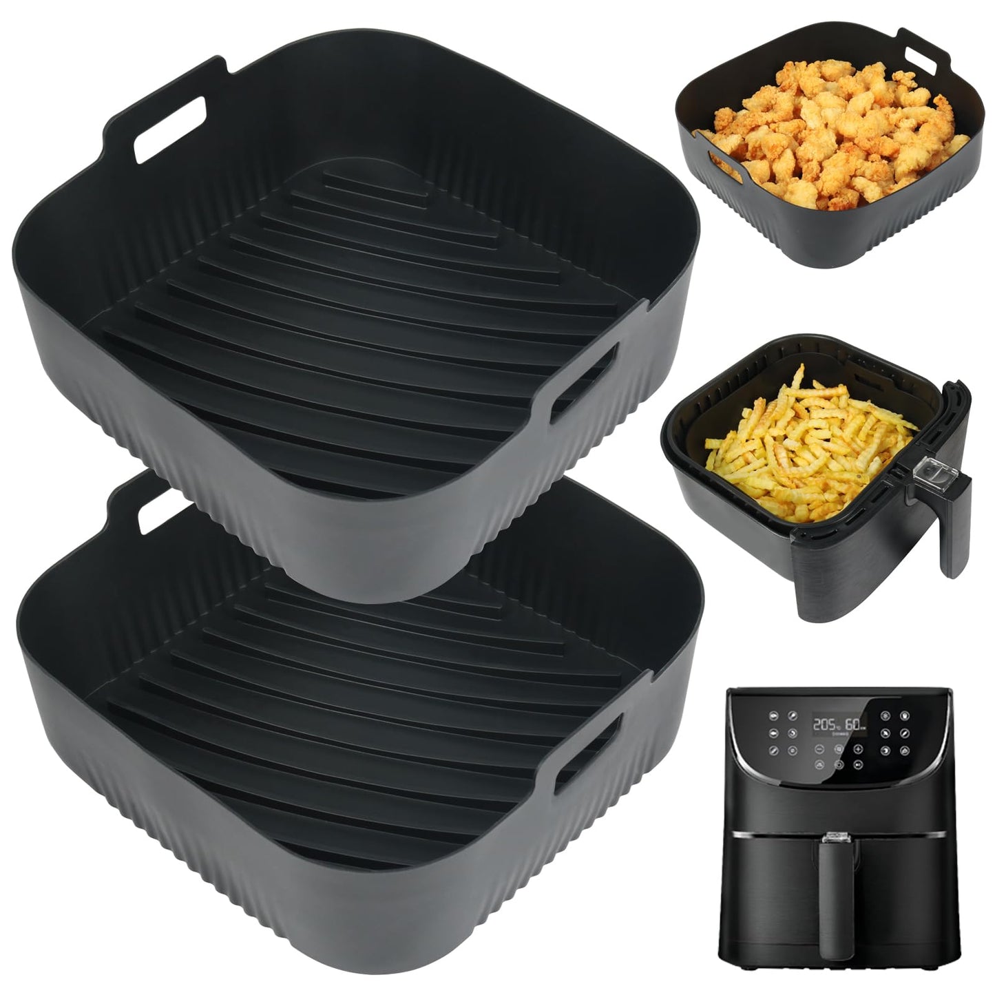 BYKITCHEN Air Fryer Silicone Liner, 2 PCS 9 Inch Extra Large Air Fryer Liners for Tower Oven, Air Fryer Accessories for Cosori 5.5L,Ninja Speedi 5.7L,