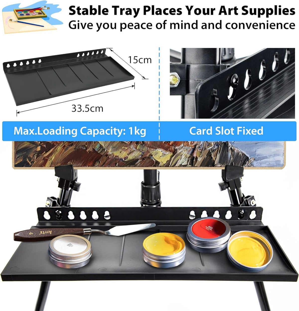 Art Easel Stand for Painting, Adjustable 51-155 cm, Folding Tripod Display Easel, Artist Stand Easel with Bag/Keg, Tabletop and Floor Painting Display