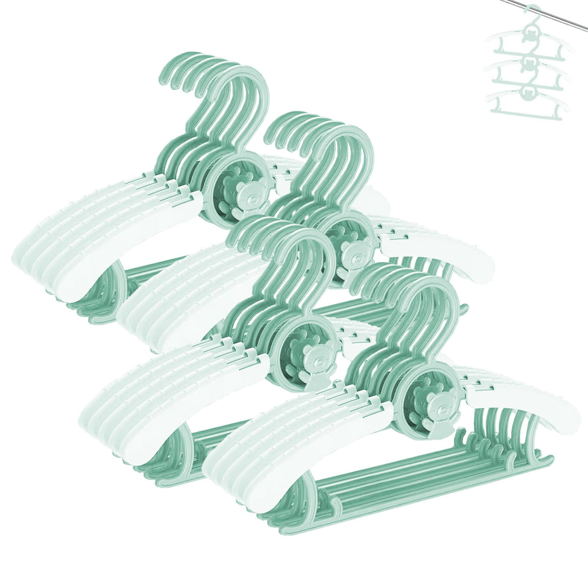HGYZE Baby Nursery Closet Hangers, Ultra-Thin Non-Slip and Extendable Laundry Infant Pant Hanger for Newborn Clothes -20pcs Green Gifts- Adjustable