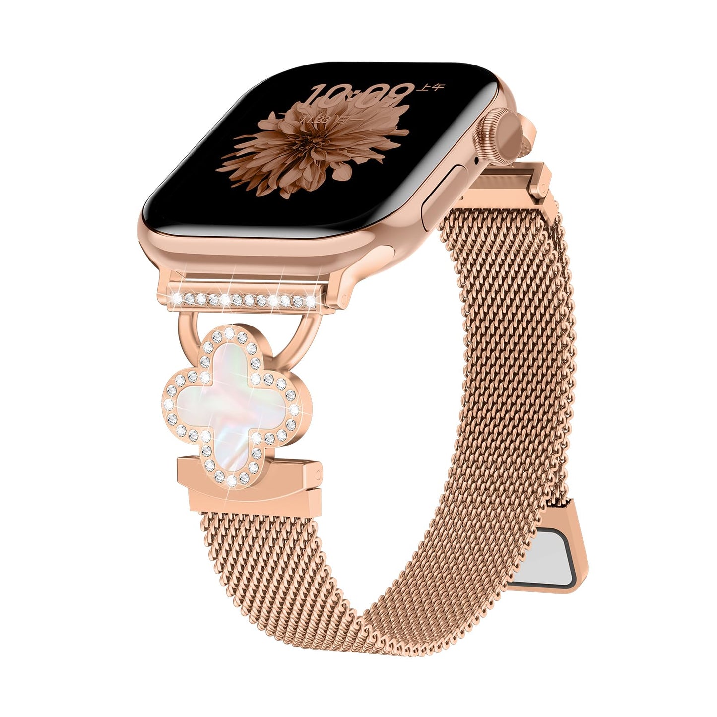 Milanese Magnetic Strap for Apple Watch Straps SE 3/2 40mm 44mm 42mm 38mm 41mm 46mm 45mm Women,Thin Bling Clover Bracelet Metal Replacement Bands for