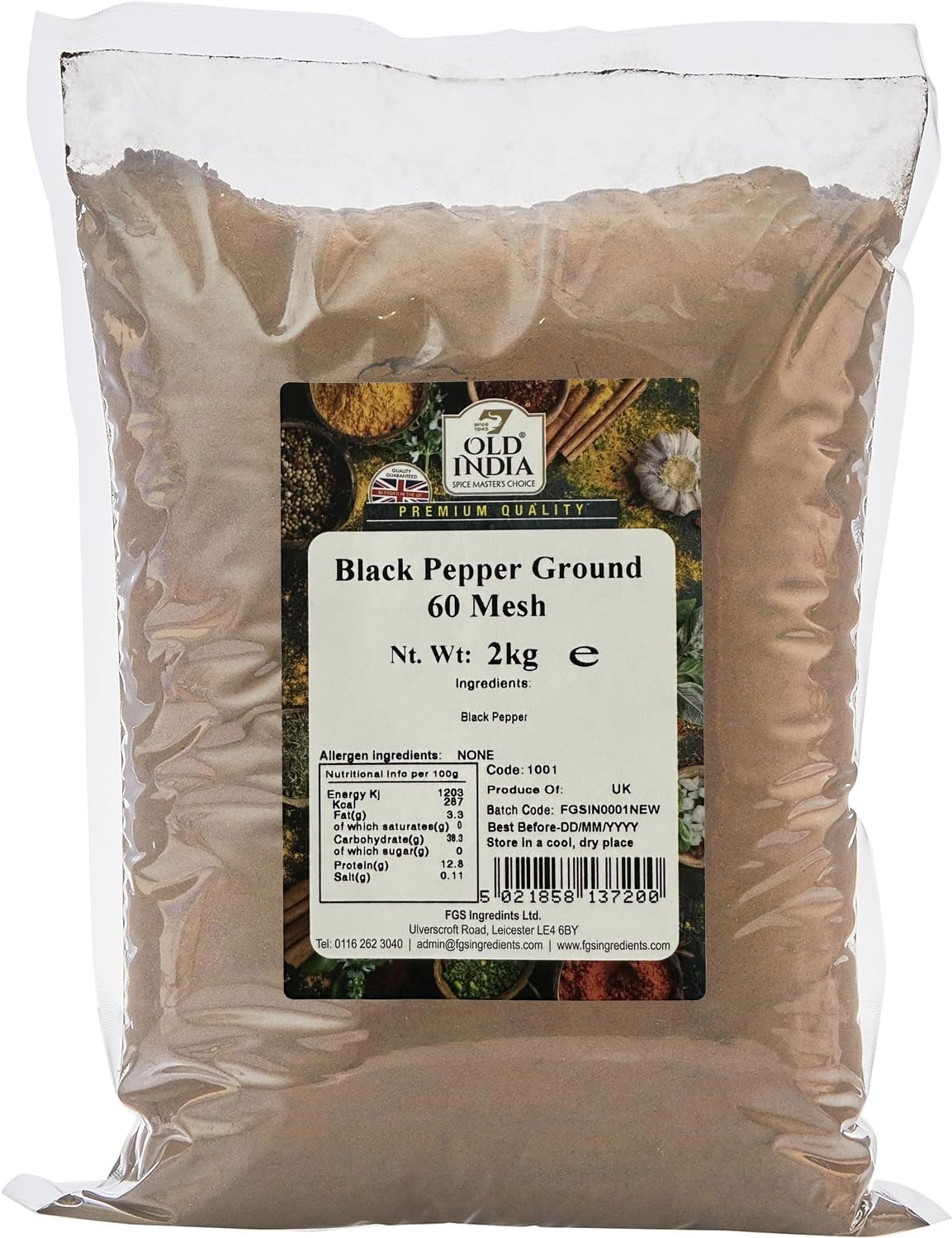 Old India Black Pepper Ground 60 Mesh 2kg