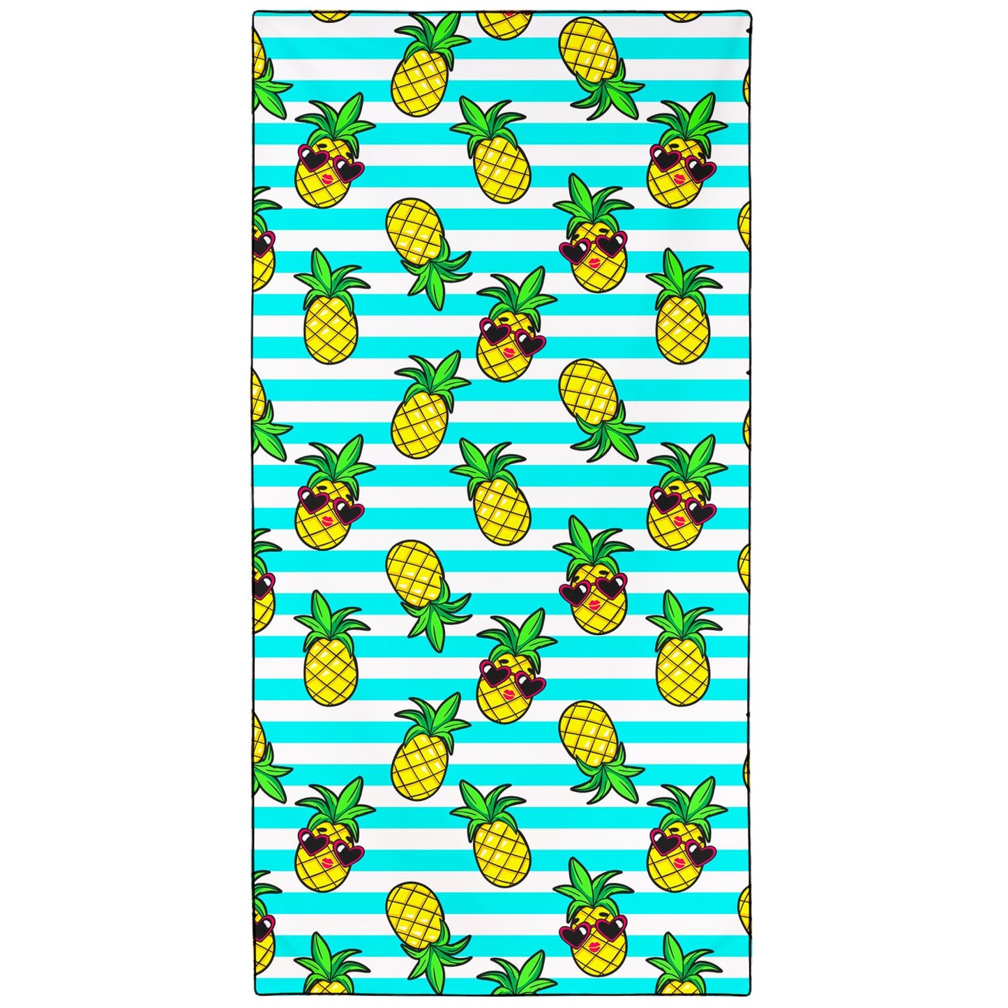 Violetpos Sunglasses Pineapple Stripe Beach Towel, Extra Large 180x90 cm 250GSM Microfibre, Sand Free Quick Dry