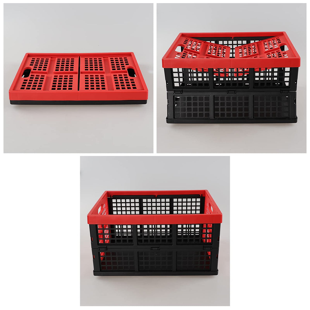 Ramddy 32 L Plastic Collapsible Storage Crate, 4 Pack Foldable Milk Crate