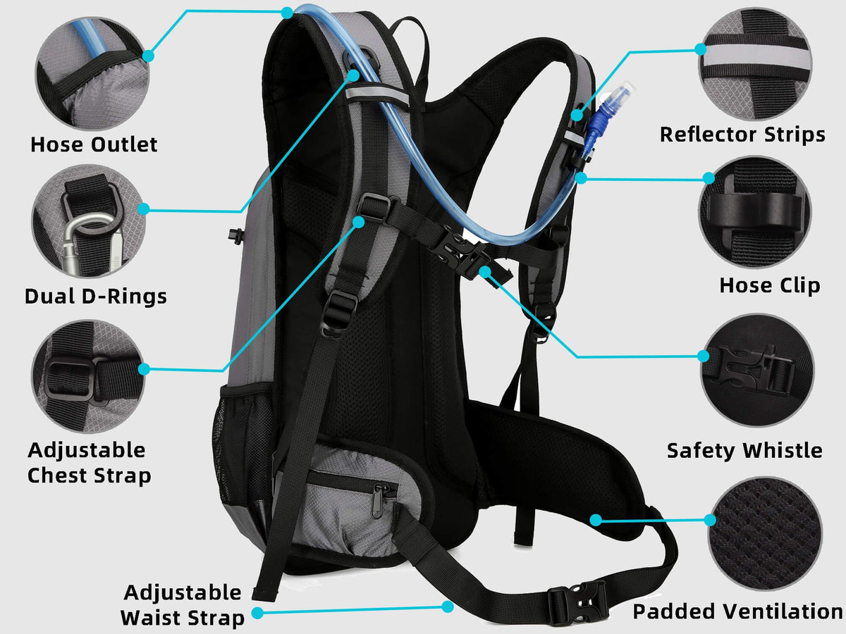 Arvano Hydration Backpack Cycling Backpack with Hydration Bladder, 18L Water Rucksack Insulated Compartment for Skiing, Hiking, Mountain Biking for