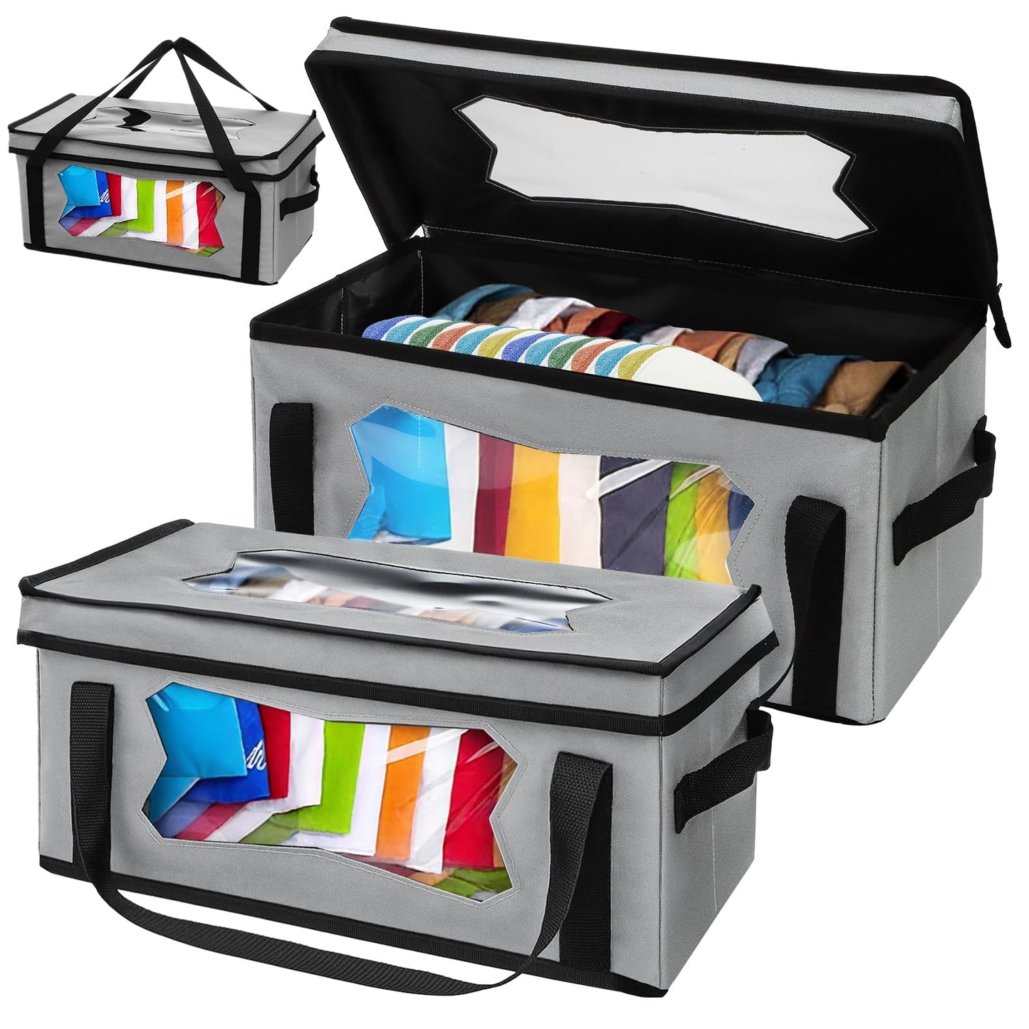 Yopay 2 Pack Stackable Hat Organzier for Baseball Caps, Thicker Hat Storage Boxes for Closetwith Cardboard, Up to 30 Hats, Grey