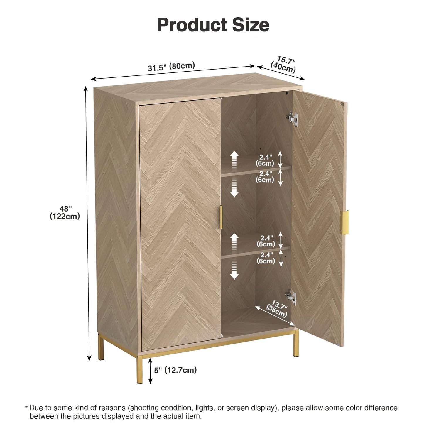 Yvsevnr Herringbone Sideboard Buffet Storage Cabinet Kitchen Cupboard