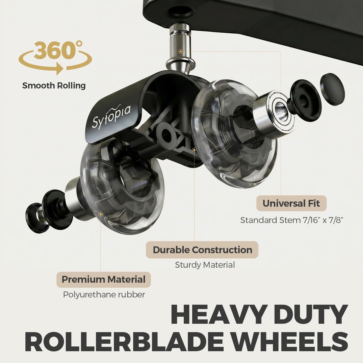 Sytopia Office Chair Wheels Replacement Set of 5, 11×22mm Pin Office Chair Casters for Hardwood Floor, Carpet, Smooth and Silent Gliding