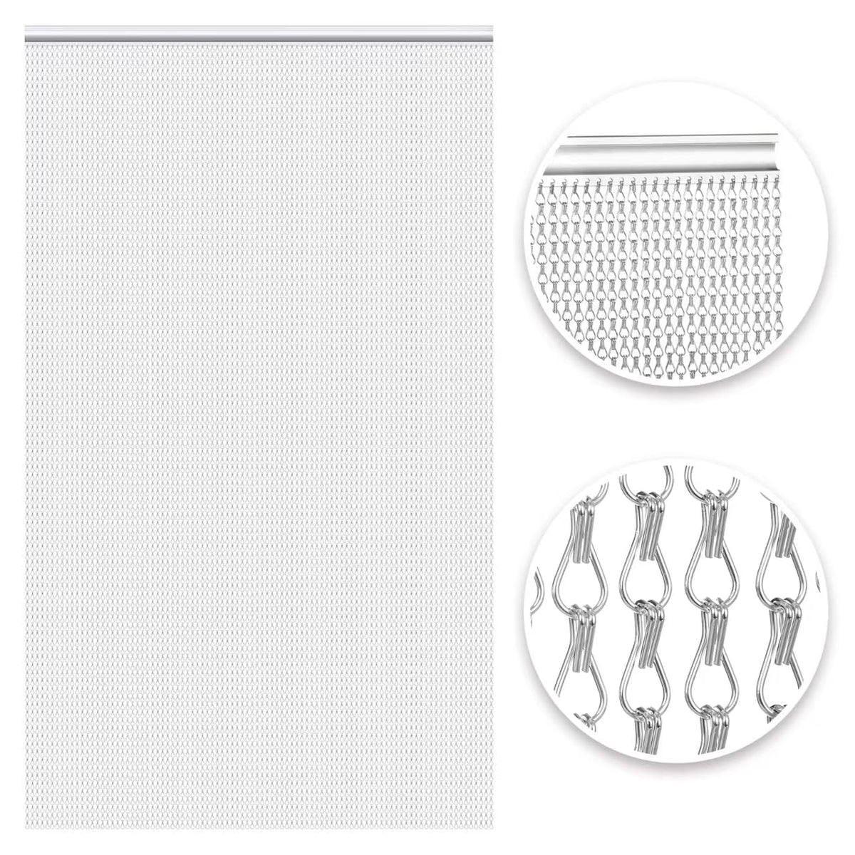 VerRich Silver Chain Curtain Door Fly Screens 80 x 200cm Aluminium Insect Screen for doorways