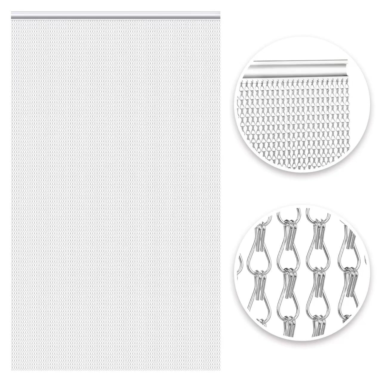 VerRich Chain Curtain Door Fly Screens 100 x 200cm Aluminium Insect Screen for doorways Silver