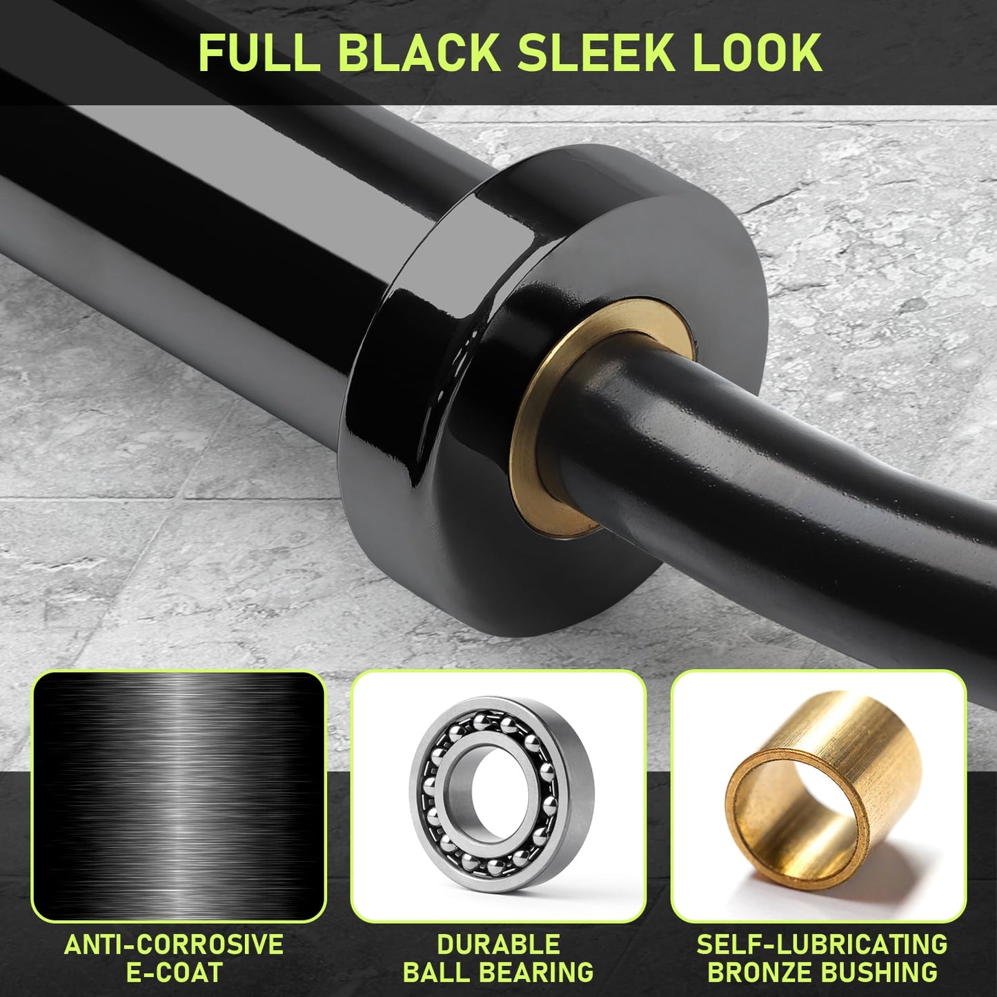 PhysKcal EZ Curl Bar, 47 Inches Super EZ Weight Lifting Bar for Standard 2 Inches Weight Plates, Excellent for Gaining Biceps and Triceps, Full Black