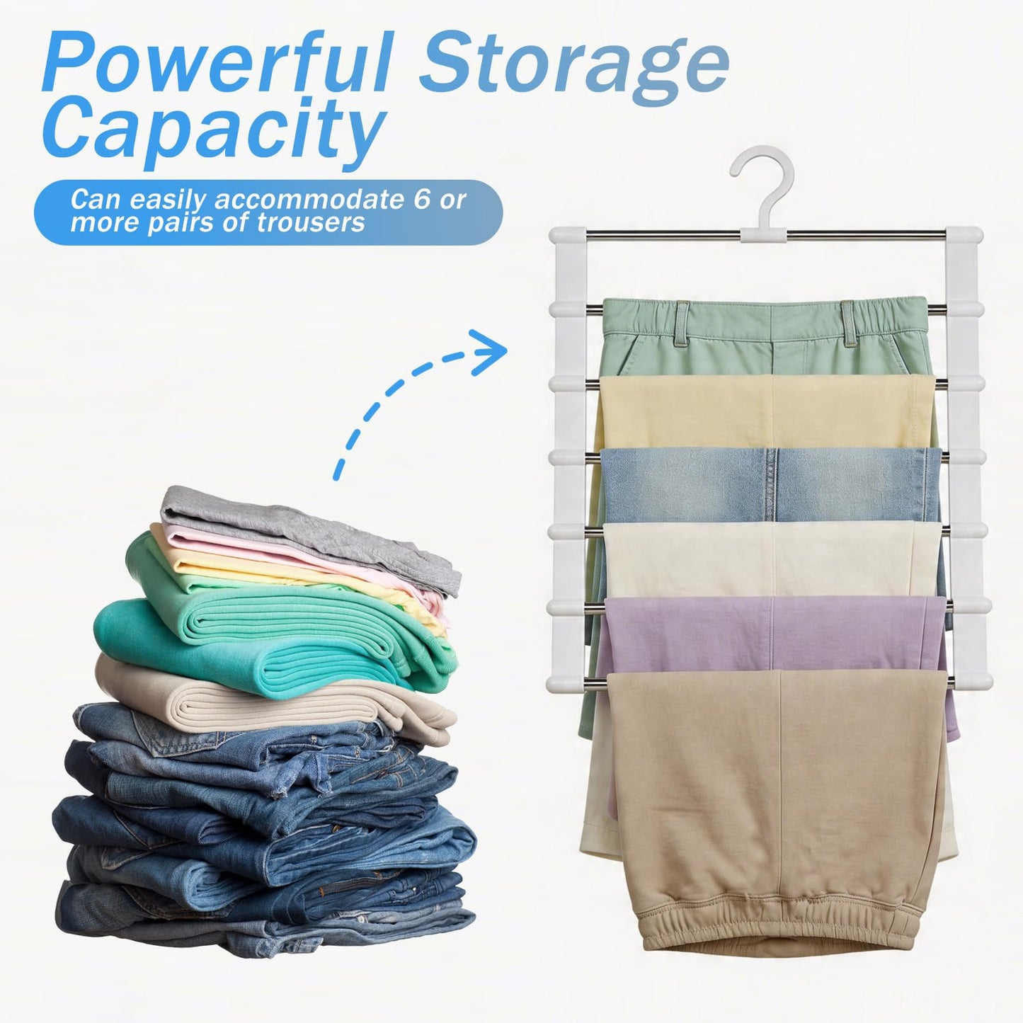 3 Pack Trouser Hangers, Trouser Hangers Space Saving Space Saver Trouser Rack 360° Rotatable Multi Layer Pants Hanger Women Man for Jeans Skirt Tie