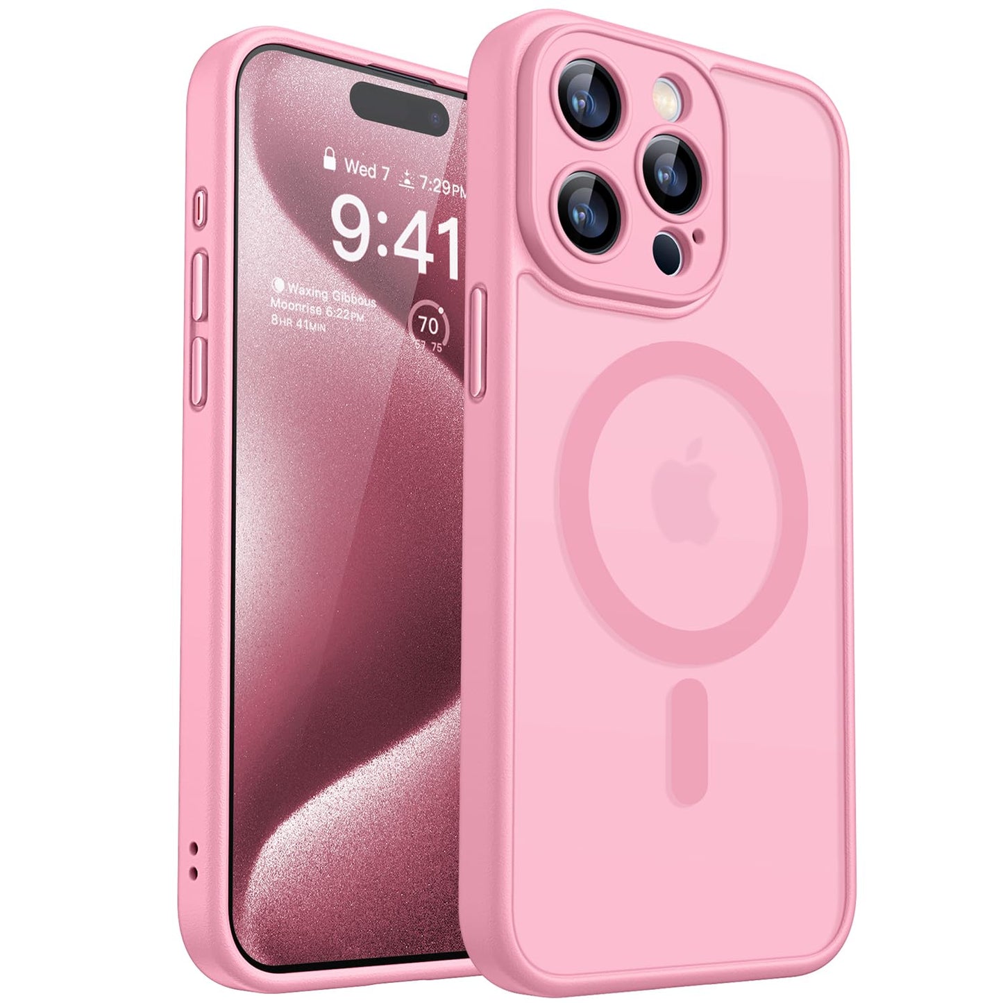 CANSHN Magnetic Compatible with iPhone 15 Pro Case, Upgraded [Full Camera Protection] [Compatible with Magsafe] [Translucent Matte] Shockproof