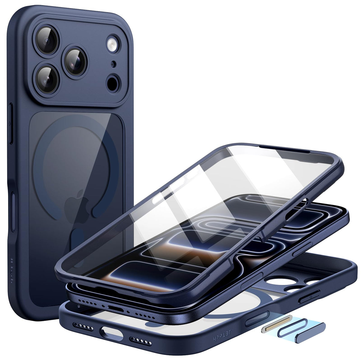 JETech Case for iPhone 17 Pro 6.3-Inch with Built-in Tempered Glass Screen Protector and Camera Control Button, Compatible with MagSafe, 360 Degree