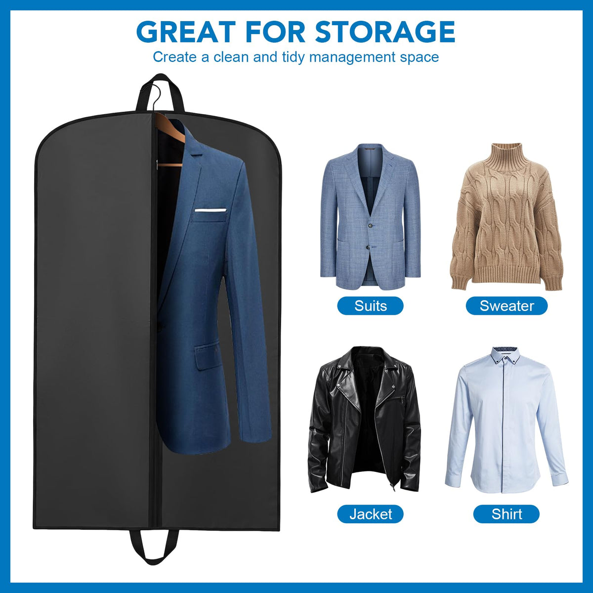 2Pcs Suit Bag, PEVA Suit Carriers for Men with Handles, Travel Garment Bags