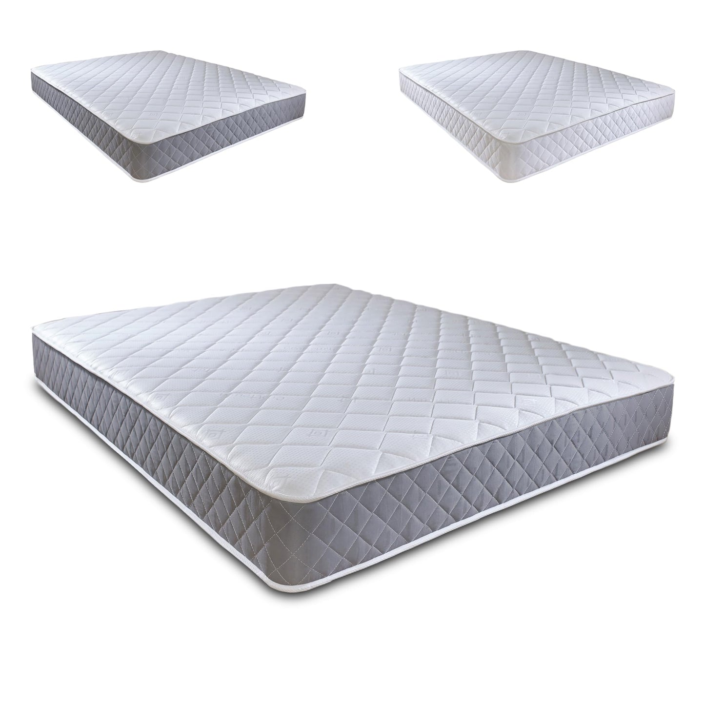 Extreme Comfort Spring Coil Diamond Grey Essentials Mattress | 4ft6 Double (135cm x 190cm) | Foam Free Spring Coil | Plush Feel | Cooltouch Plus Sleep