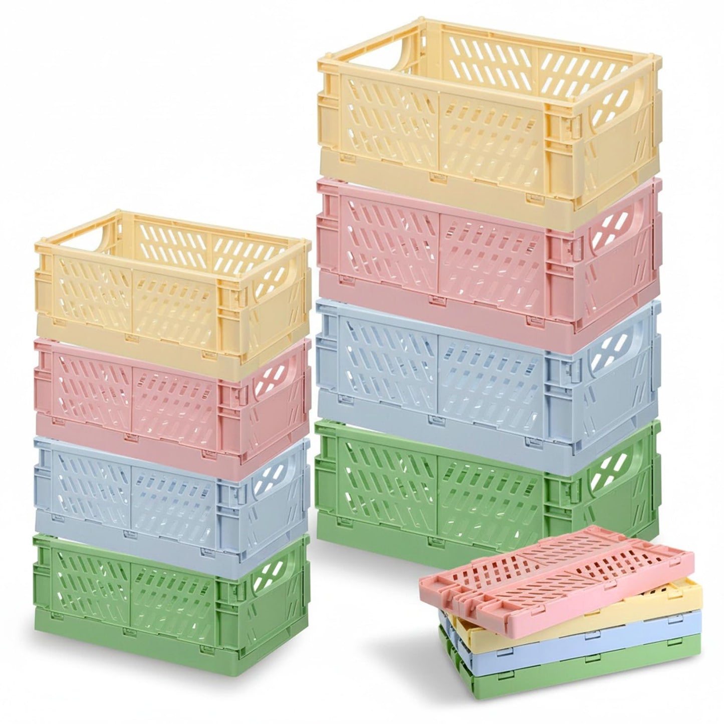 Wonninek 8Pcs Collapsible Storage Crates, 2 Sizes Storage Baskets