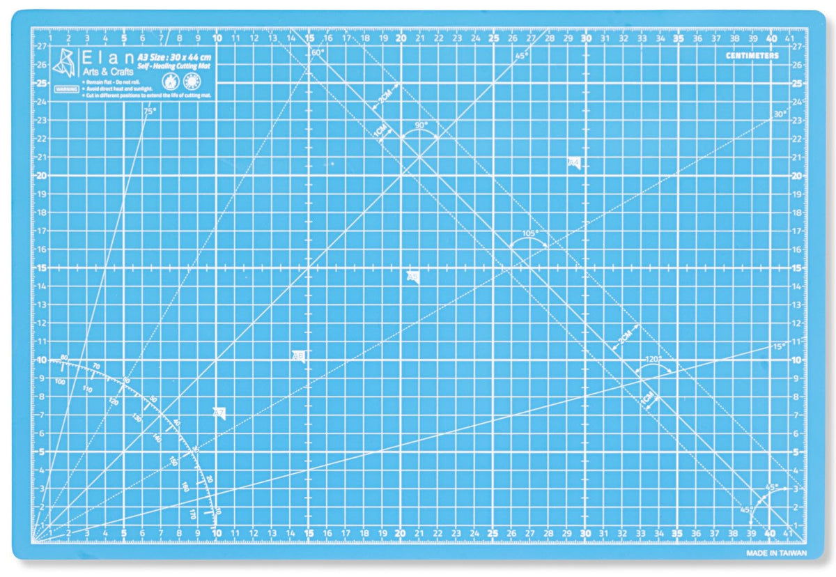 Elan A3 Cutting Mat Blue, 5-Ply Hobby Board for Crafts 44X30 CM, Self Healing Cutting Mat A3, Recycled PVC Craft Board for Sewing & Quilting