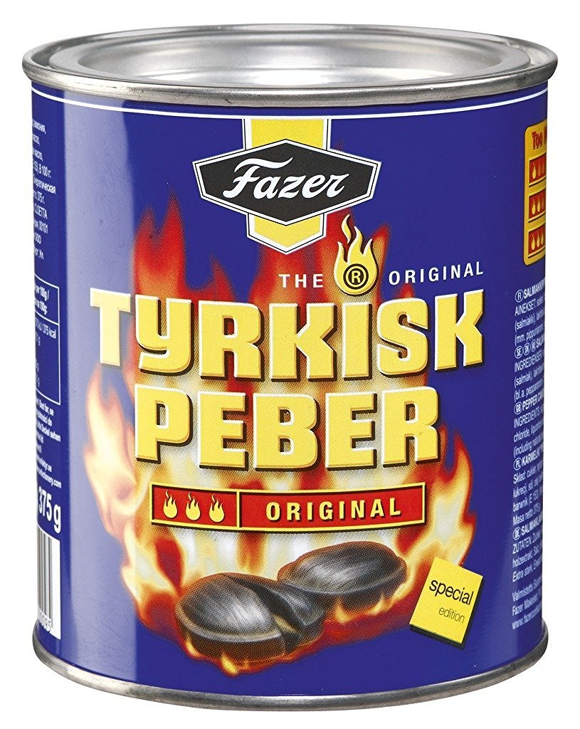 Fazer The Original Tyrkisk Peber - Finnish Salty Liquorice - Salmiakki - Salmiak - Salmiac - Caramel - Hard Candy - Tin 350g